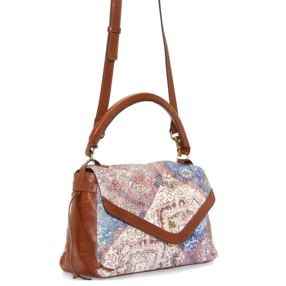 Lucky Brand Love Convertible Crossbody Shoulder Bag Patchwork Leather Trim - Picture 1 of 12
